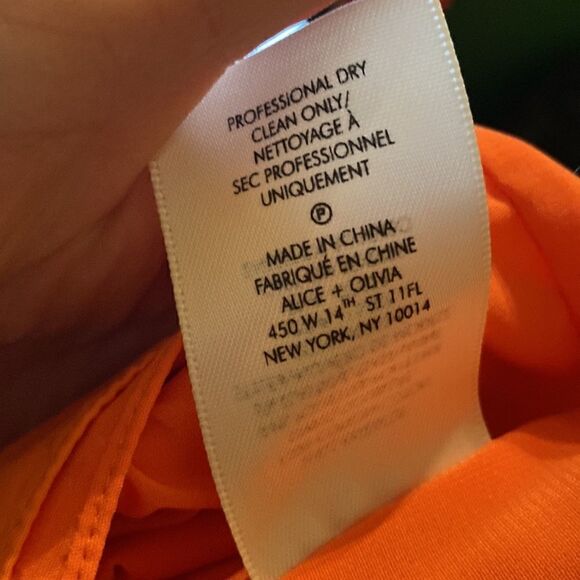 NWOT Alice + Olivia “Willie” One-Shoulder Ruffled Tangerine Orange Mini Dress - Picture 5 of 9